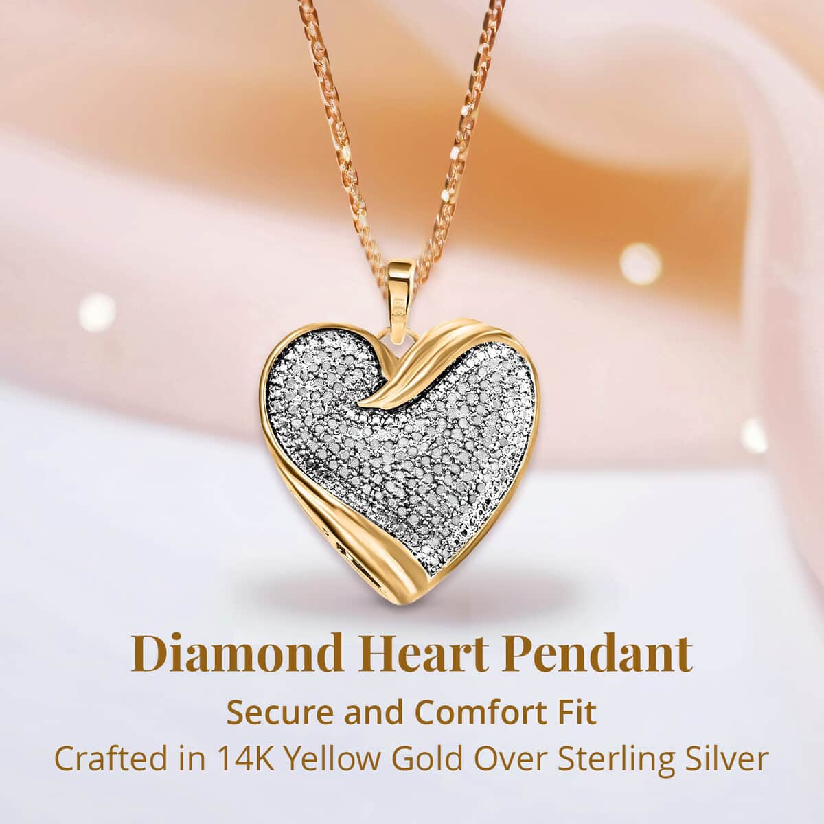 NY Closeout Diamond Heart Pendant Necklace (18 Inches) in 14K YG Over Sterling Silver image number 3