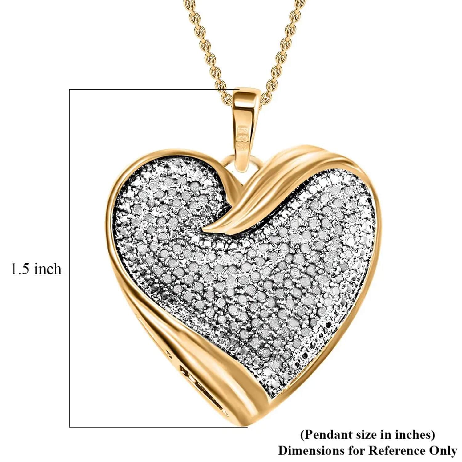 NY Closeout Diamond Heart Pendant Necklace (18 Inches) in 14K YG Over  Sterling Silver
