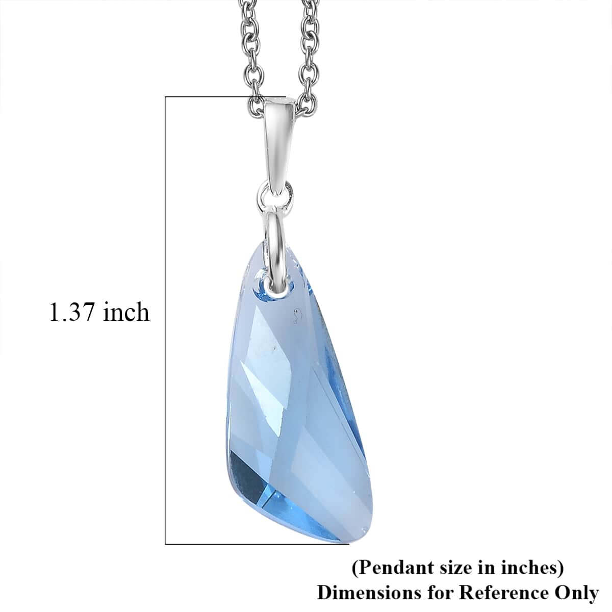 Aquamarine Crystal Pendant in Sterling Silver with Stainless Steel Necklace 20 Inches image number 5