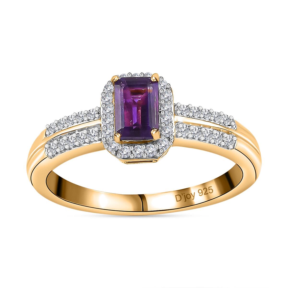 African Amethyst, White Zircon Halo Ring (Size 5.0) and Pendant Necklace 20 Inches in Vermeil Yellow Gold Over Sterling Silver 1.70 ctw image number 3