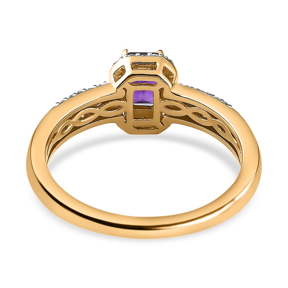 African Amethyst, White Zircon Halo Ring (Size 5.0) and Pendant Necklace 20 Inches in Vermeil Yellow Gold Over Sterling Silver 1.70 ctw image number 5