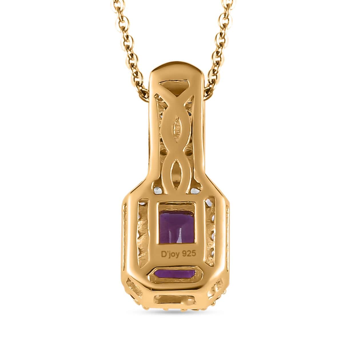 African Amethyst, White Zircon Halo Ring (Size 7.0) and Pendant Necklace 20 Inches in Vermeil Yellow Gold Over Sterling Silver 1.70 ctw image number 9