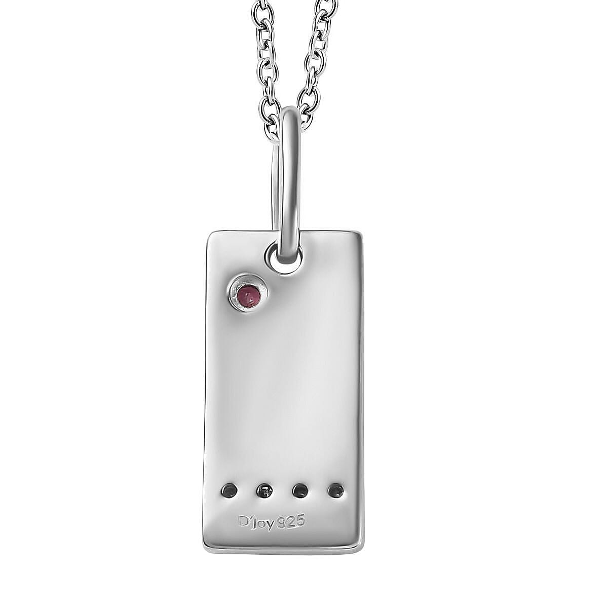 Orissa Rhodolite Garnet and Moissanite Capricorn Zodiac Pendant Necklace 20 Inches in Platinum Over Sterling Silver 0.15 ctw