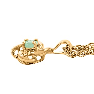 Simulated Emerald 1.35 ctw Stud Earrings and Pendant Necklace in Goldtone 18 Inches