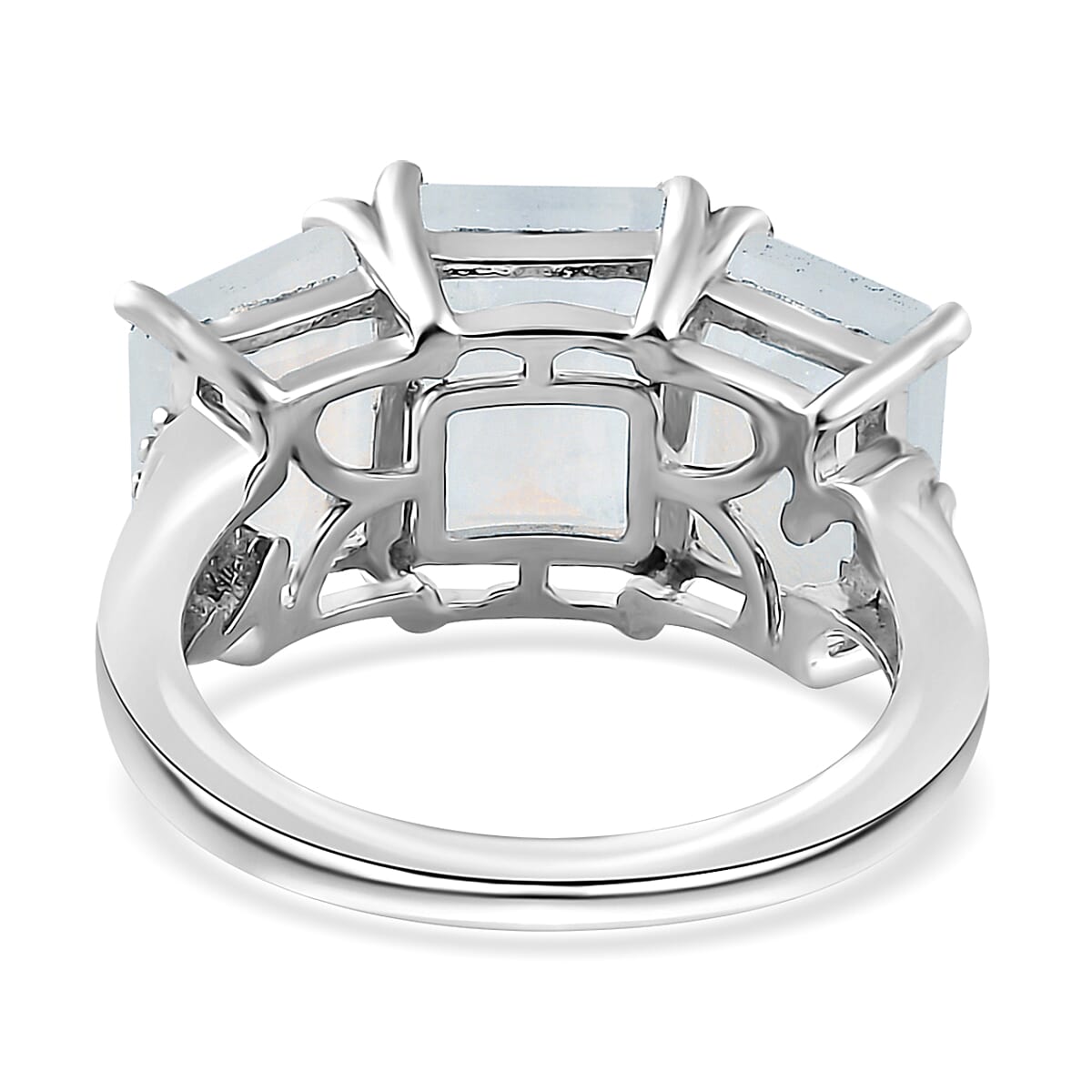 Premium Rainbow Moonstone 3 Stone Ring (Size 9.0) and Pendant Necklace 20 Inches in Platinum Over Sterling Silver 10.85 ctw image number 6