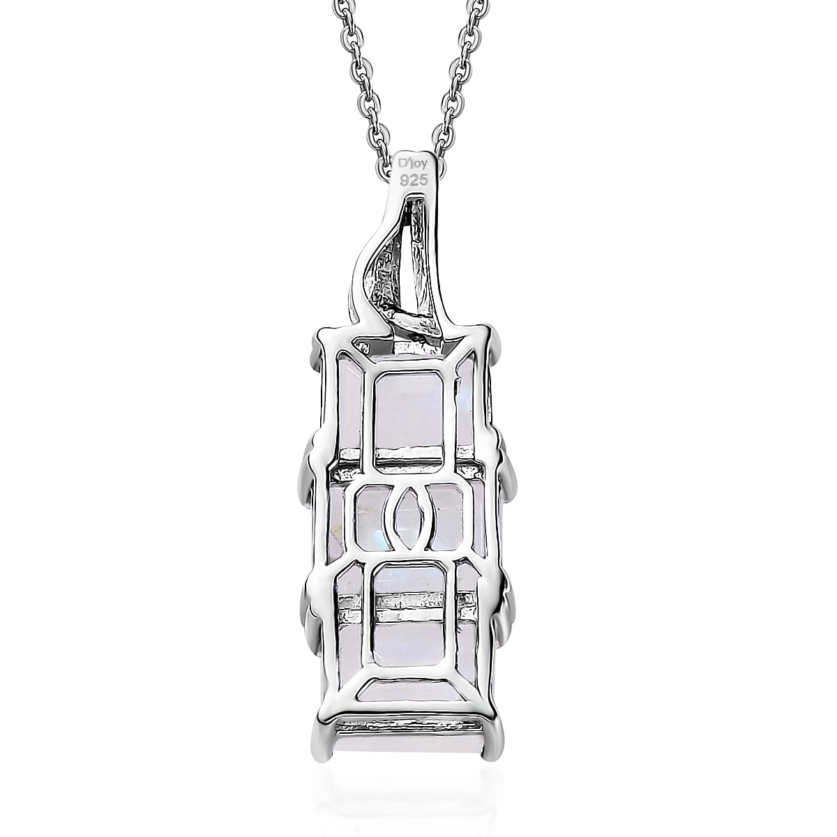 Premium Rainbow Moonstone 3 Stone Ring (Size 9.0) and Pendant Necklace 20 Inches in Platinum Over Sterling Silver 10.85 ctw image number 9