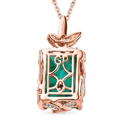 Emeraldine Triplet Quartz and Multi Gemstone Pendant 16.28 ctw Necklace in Vermeil RG Over Sterling Silver 18 Inches