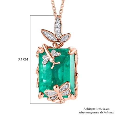 Emeraldine Triplet Quartz and Multi Gemstone Pendant 16.28 ctw Necklace in Vermeil RG Over Sterling Silver 18 Inches