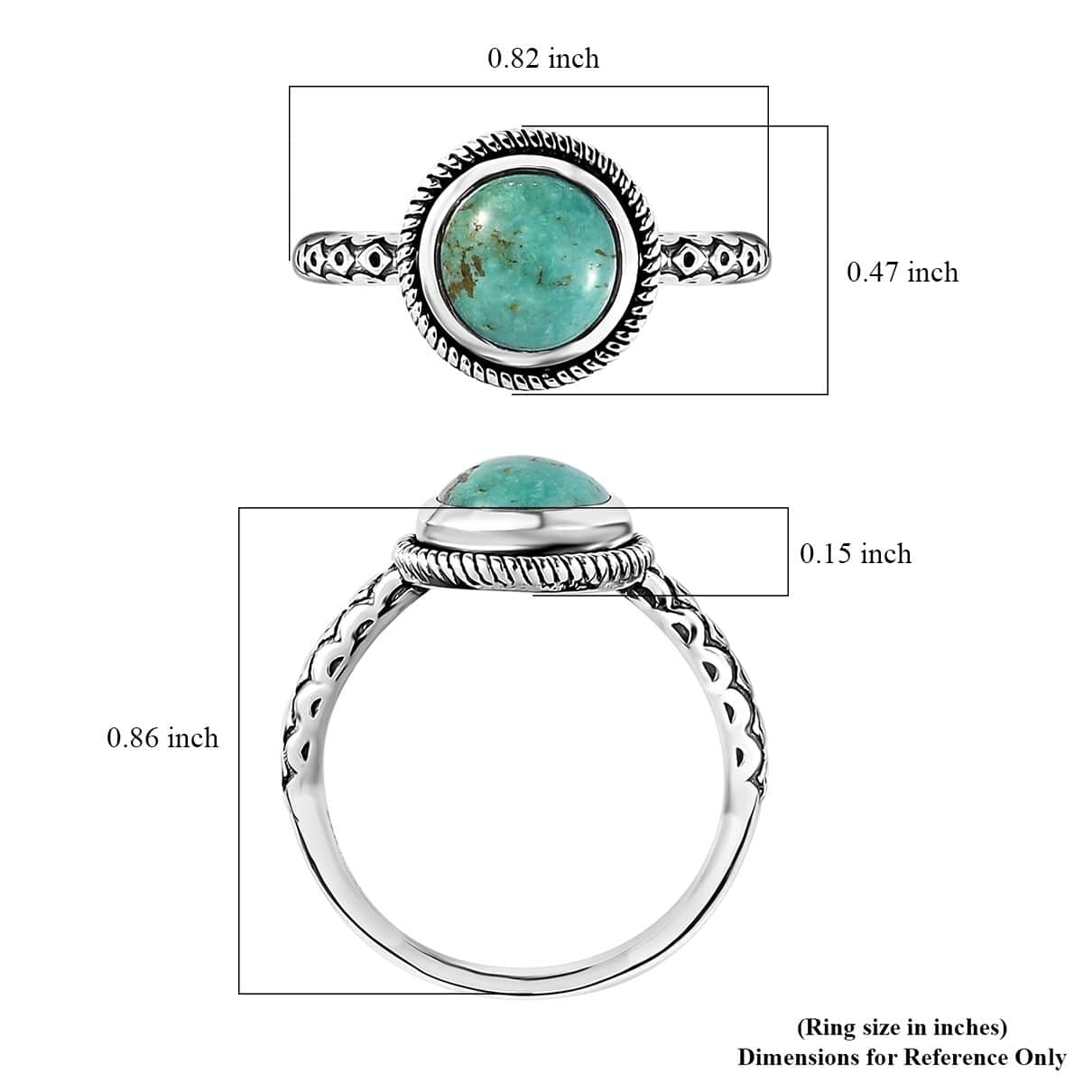 Artisan Crafted Sierra Nevada Turquoise and White Buffalo Set of 2 Ring in Sterling Silver (Size 6) 5.35 ctw image number 6
