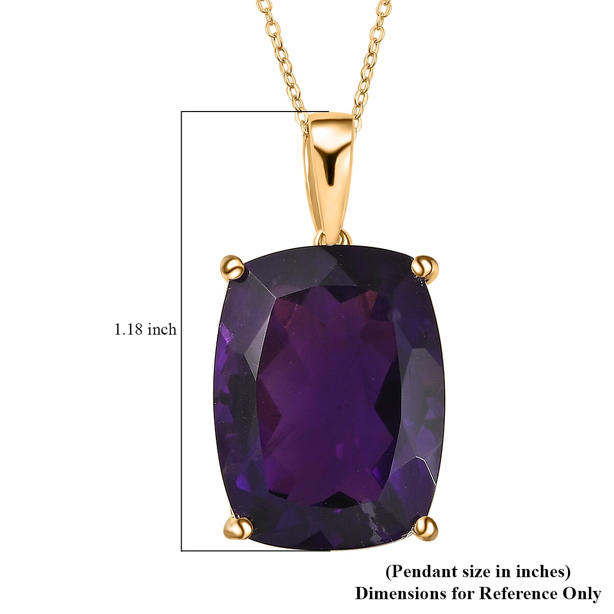 African Amethyst Solitaire Pendant Necklace 20 Inches in Vermeil Yellow Gold Over Sterling Silver 18.15 ctw image number 6