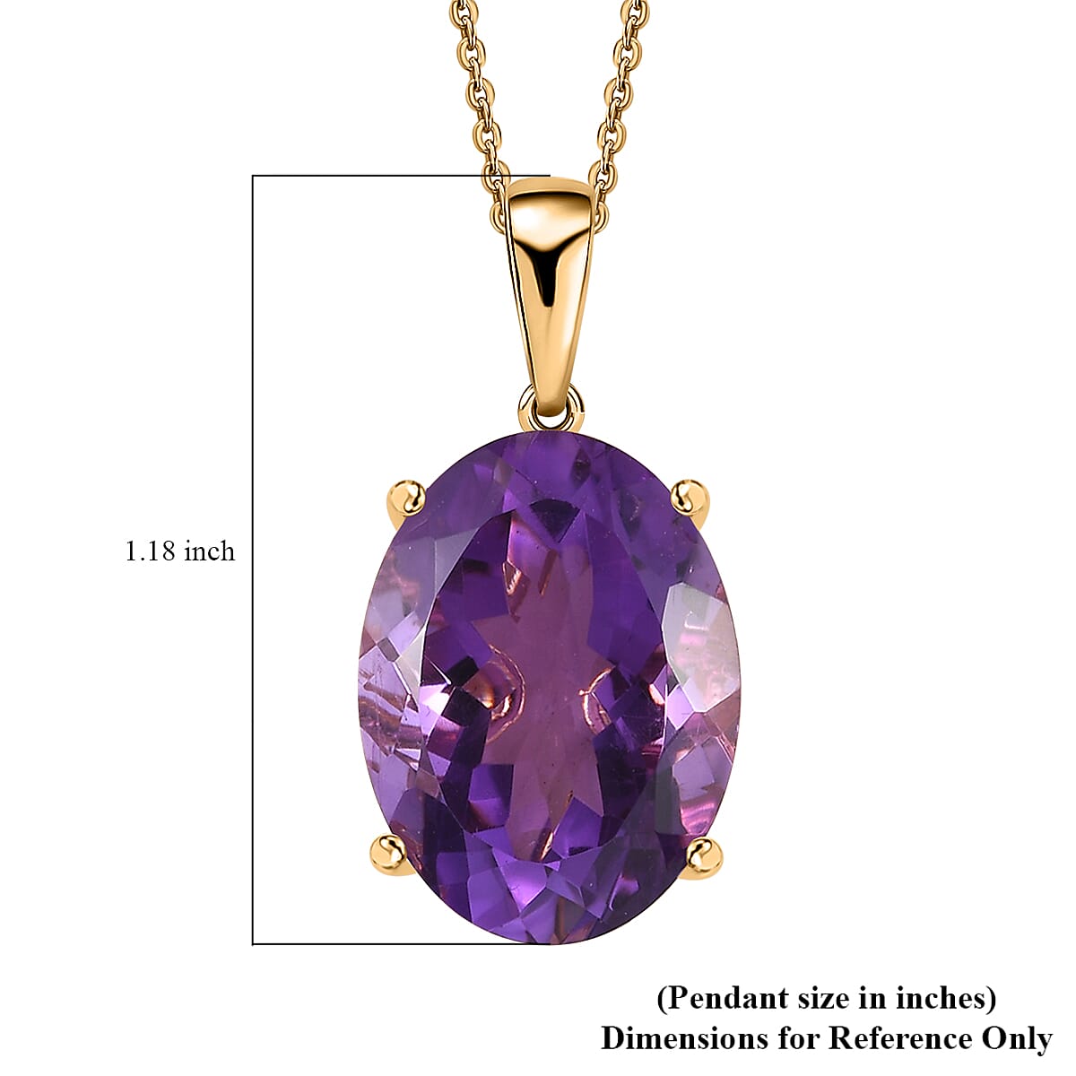 African Amethyst Solitaire Pendant Necklace 20 Inches in Vermeil Yellow Gold Over Sterling Silver 15.40 ctw image number 6