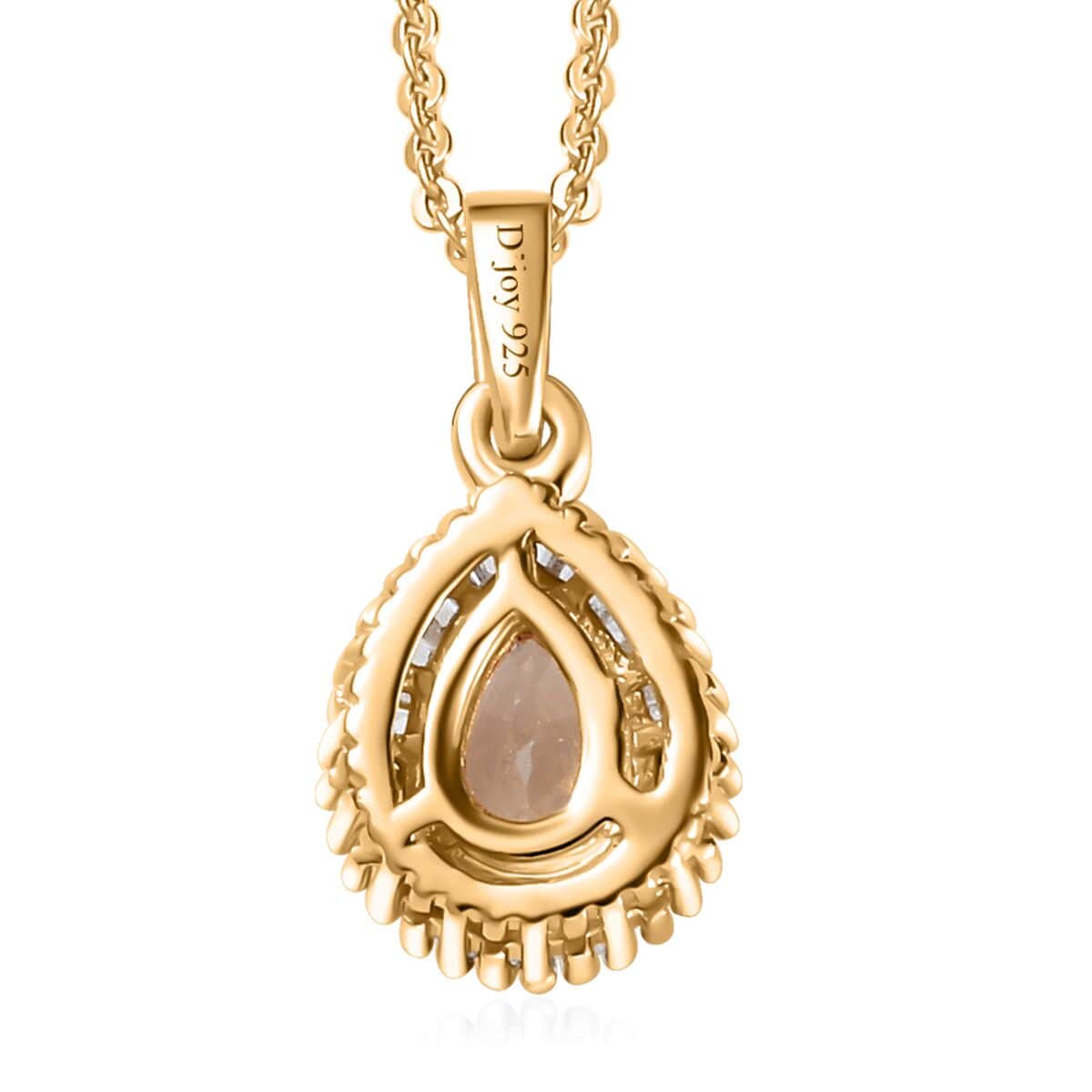 AAA Turkizite and Diamond Halo Pendant Necklace 20 Inches in Vermeil Yellow Gold Over Sterling Silver 0.60 ctw image number 4