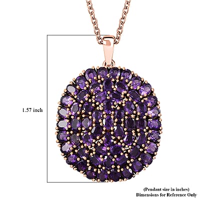 Karis African Amethyst Cluster Pendant in 18K RG Plated with ION Plated RG Stainless Steel Necklace 20 Inches 11.60 ctw
