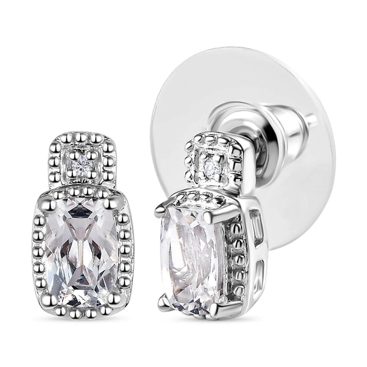 White Topaz and White Sapphire Earrings, Ring (Size 8.0) and Pendant in Platinum Over Sterling Silver with Stainless Steel Necklace 20 Inches 3.75 ctw image number 7