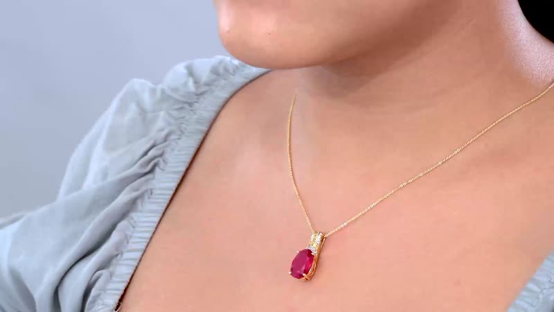 Niassa Ruby (FF) and Multi Gemstone Pendant Necklace 20 Inches in Vermeil Yellow Gold Over Sterling Silver 8.50 ctw