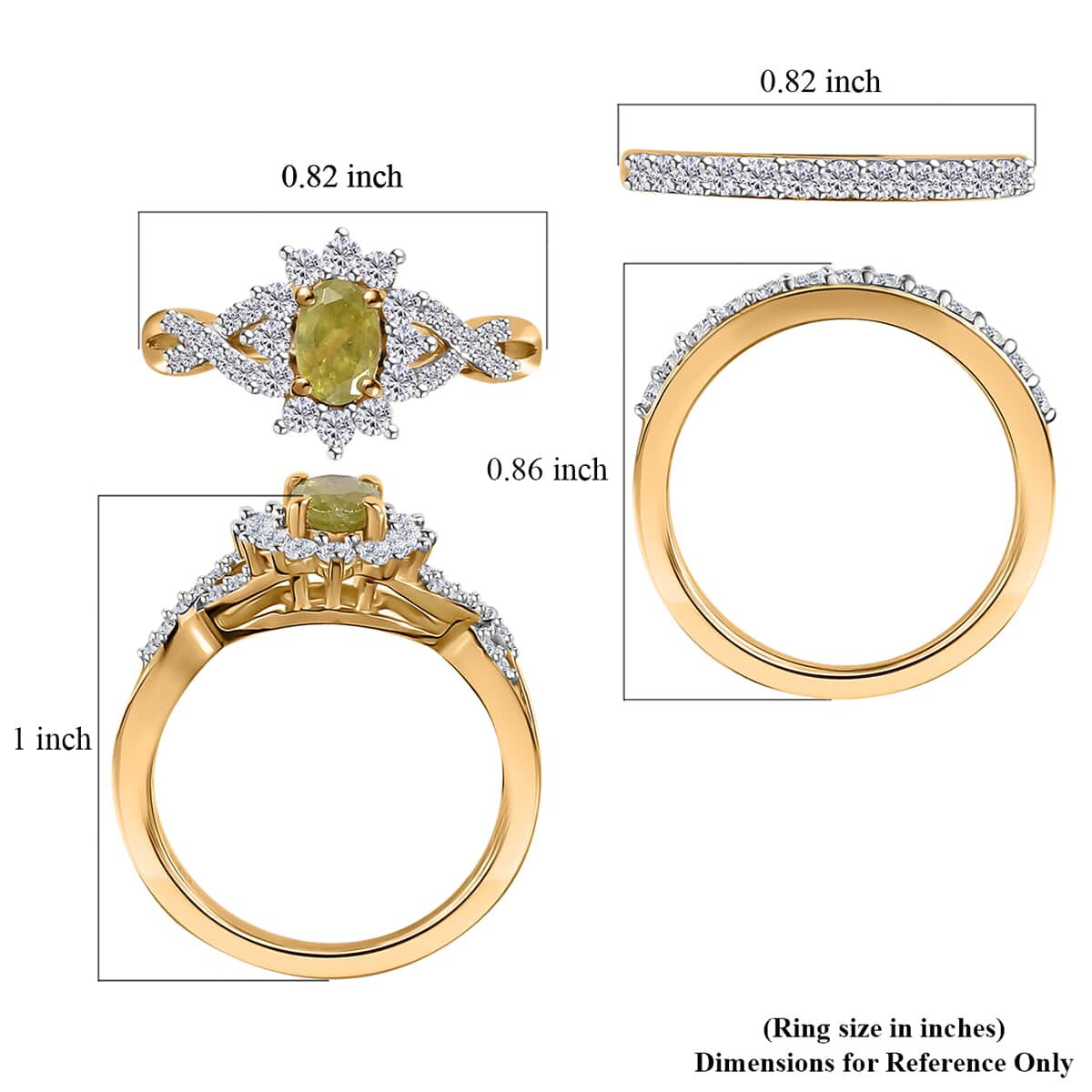 Premium Sava Sphene and Moissanite Set of 2 Stackable Ring in Vermeil Yellow Gold Over Sterling Silver (Size 5.0) 1.10 ctw image number 5
