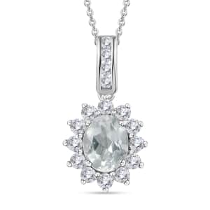 White Topaz Sunburst Pendant Necklace 20 Inches in Platinum Over Sterling Silver 3.60 ctw