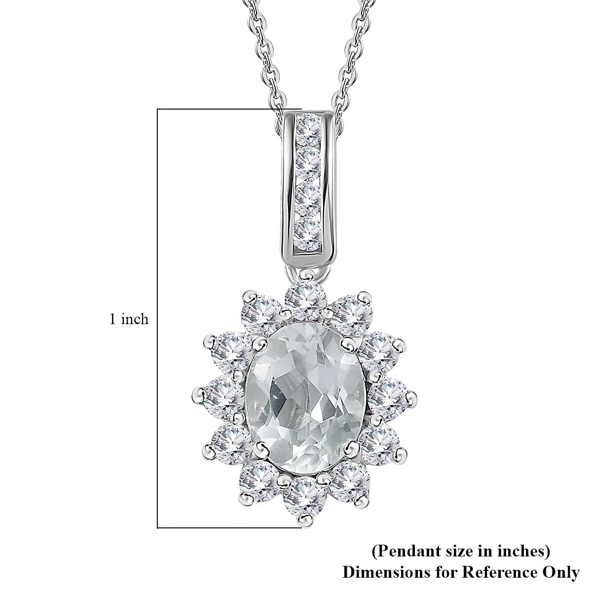 White Topaz Sunburst Pendant Necklace 20 Inches in Platinum Over Sterling Silver 3.60 ctw