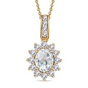 White Topaz Sunburst Pendant Necklace 20 Inches in Vermeil Yellow Gold Over Sterling Silver 3.60 ctw