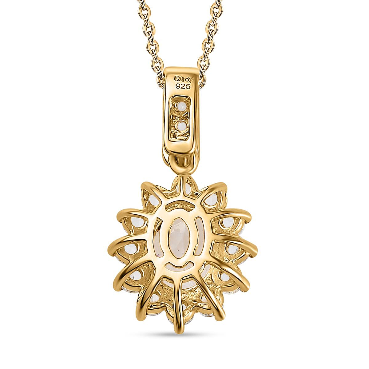 White Topaz Sunburst Pendant Necklace 20 Inches in Vermeil Yellow Gold Over Sterling Silver 3.60 ctw image number 4