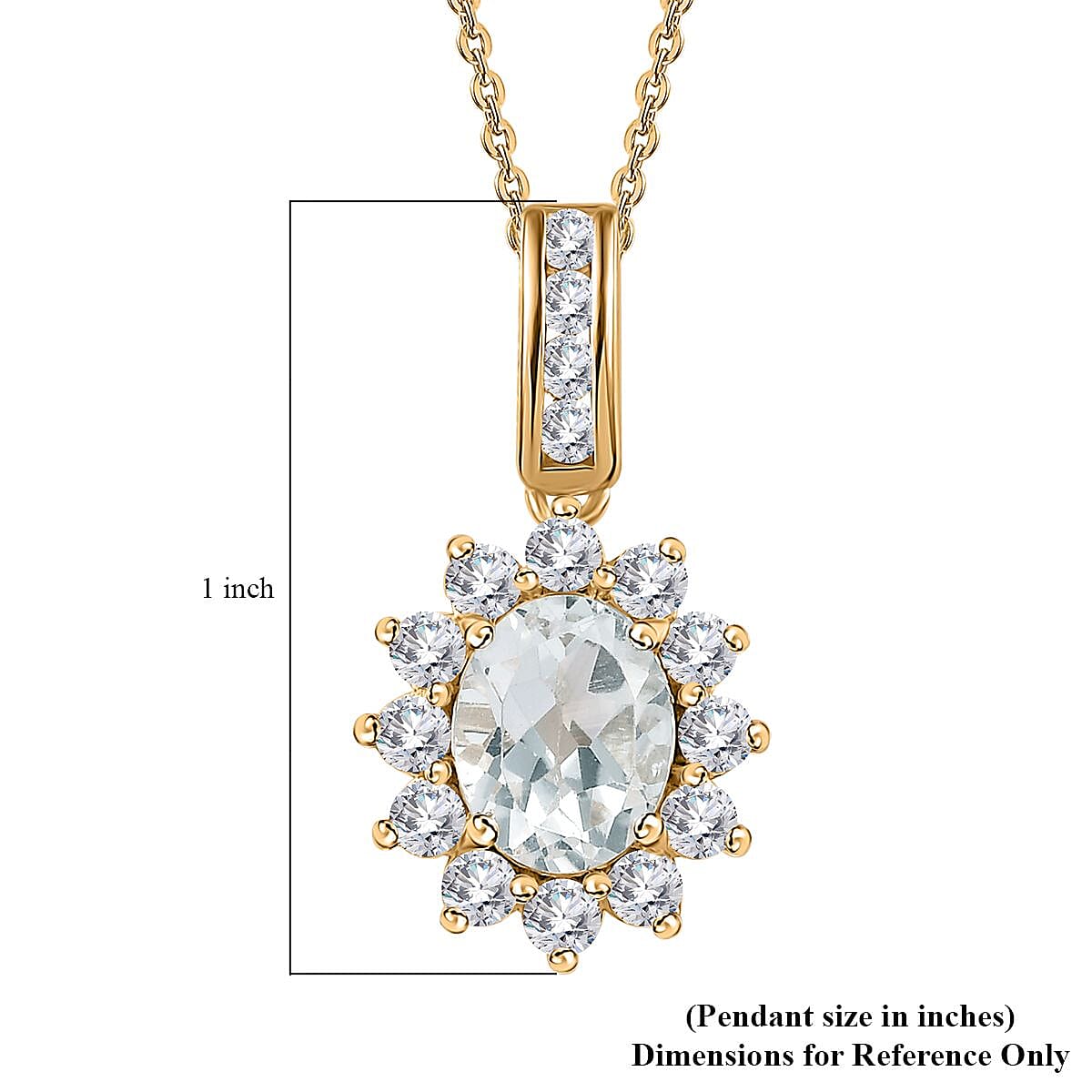 White Topaz Sunburst Pendant Necklace 20 Inches in Vermeil Yellow Gold Over Sterling Silver 3.60 ctw image number 6