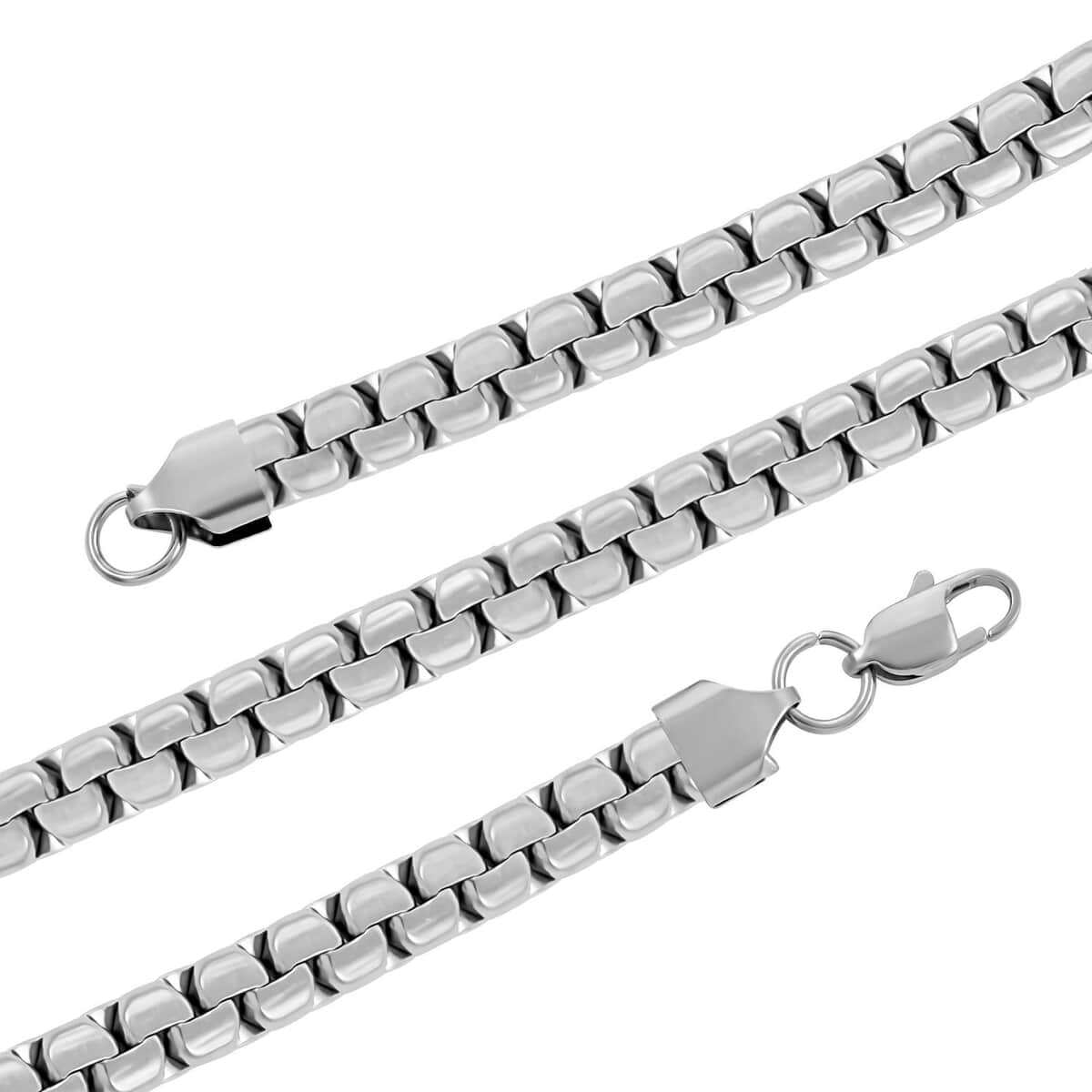 Box Chain Bracelet (7.50In) and Necklace 20 Inches in Stainless Steel image number 3