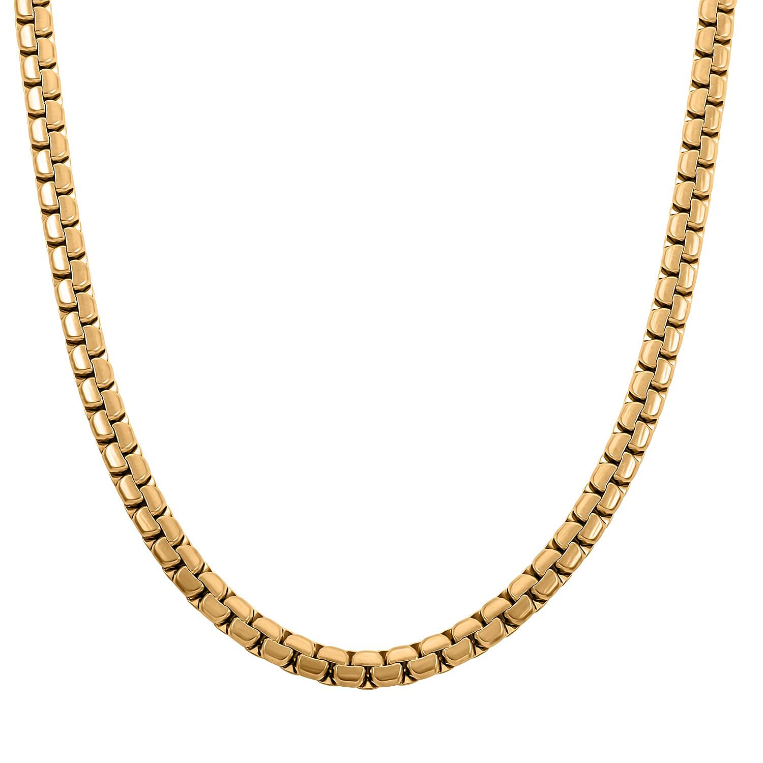 Box Chain Bracelet (7.25In) and Necklace 20 Inches in ION Plated YG Stainless Steel