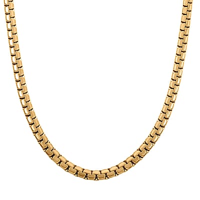 Box Chain Bracelet (7.25In) and Necklace 20 Inches in ION Plated YG Stainless Steel