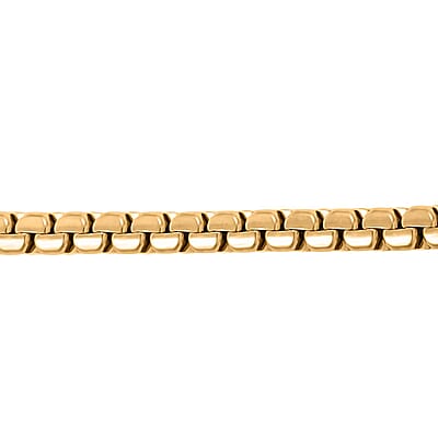 Box Chain Bracelet (7.25In) and Necklace 20 Inches in ION Plated YG Stainless Steel