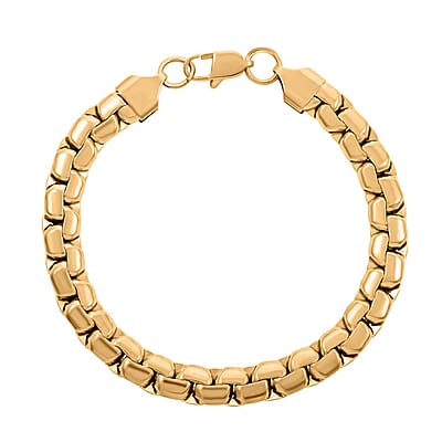 Box Chain Bracelet (7.25In) and Necklace 20 Inches in ION Plated YG Stainless Steel