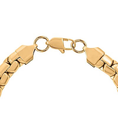 Box Chain Bracelet (7.25In) and Necklace 20 Inches in ION Plated YG Stainless Steel