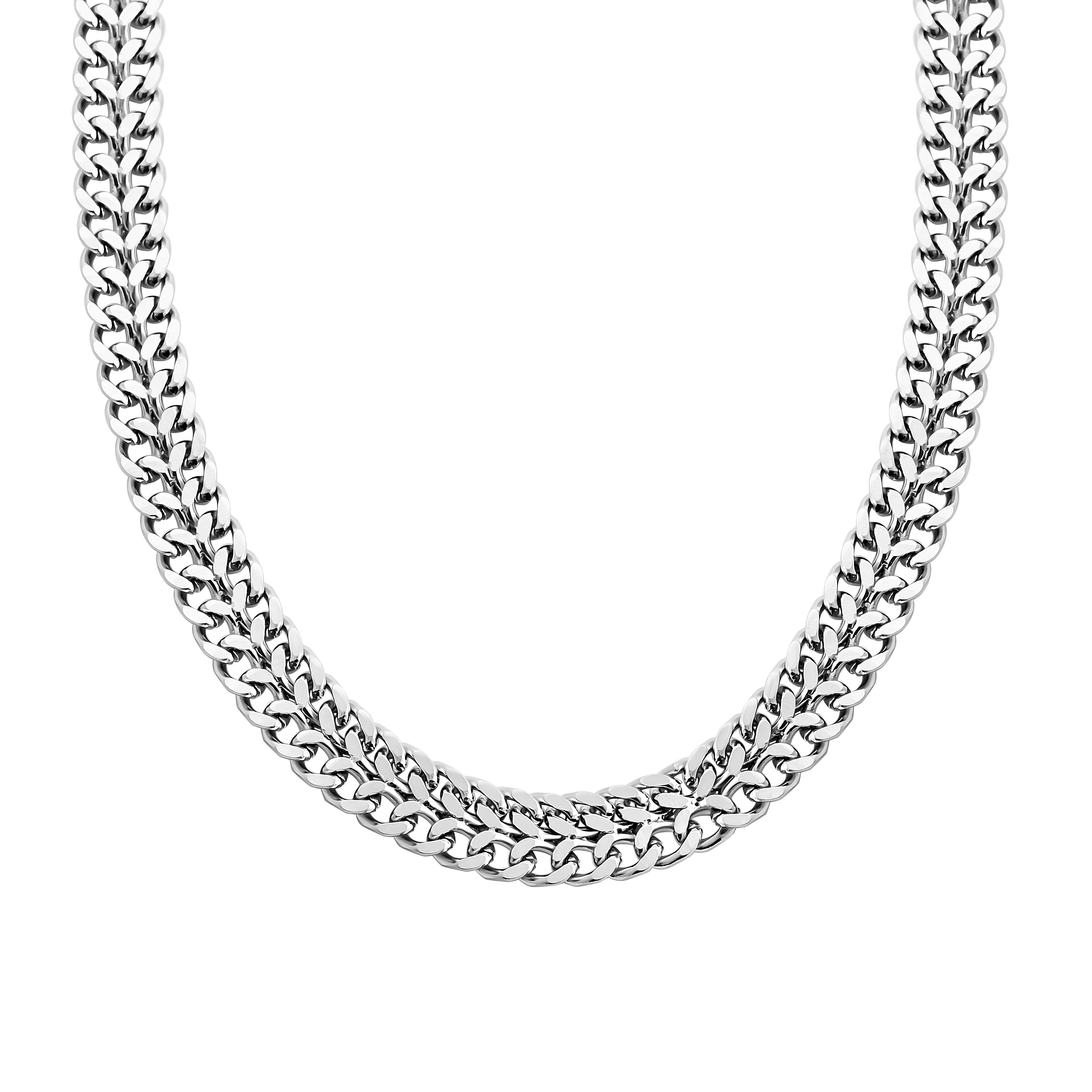 Double Row Curb Chain Bracelet (7.50In) and Necklace 20 Inches in Stainless Steel