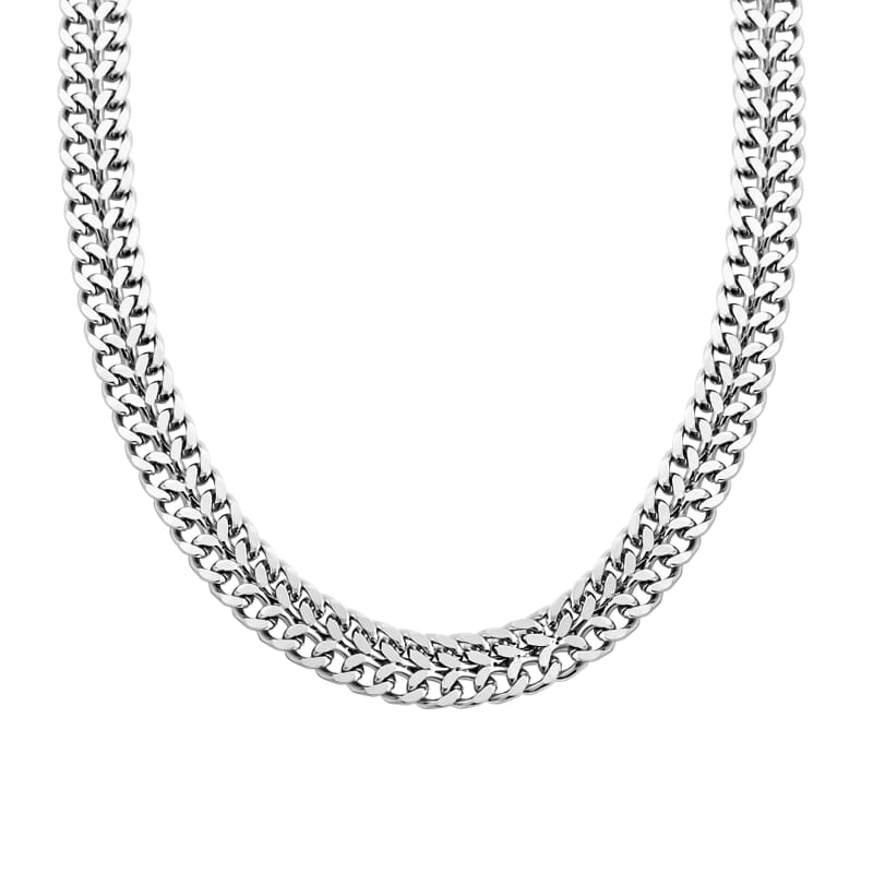 Double Row Curb Chain Bracelet (7.50In) and Necklace 20 Inches in Stainless Steel