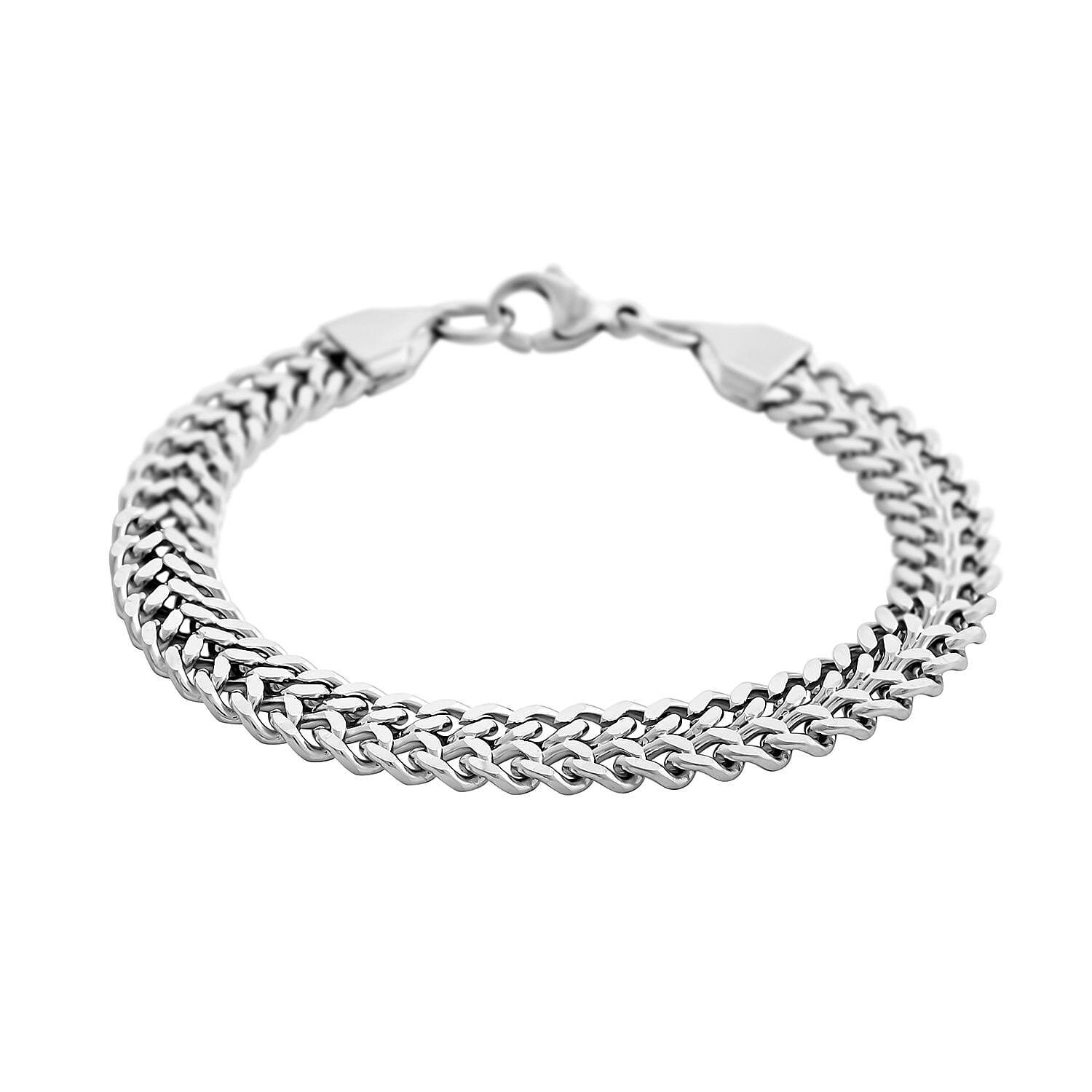 Double Row Curb Chain Bracelet (7.50In) and Necklace 20 Inches in Stainless Steel
