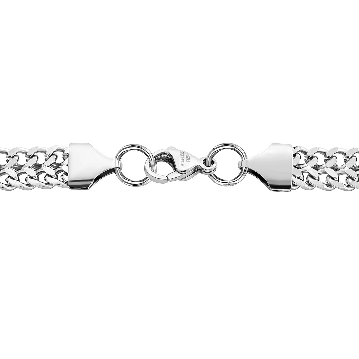 Double Row Curb Chain Bracelet (7.50In) and Necklace 20 Inches in Stainless Steel