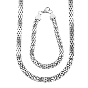 Mesh Chain Bracelet (7.50In) and Necklace 20 Inches in Stainless Steel