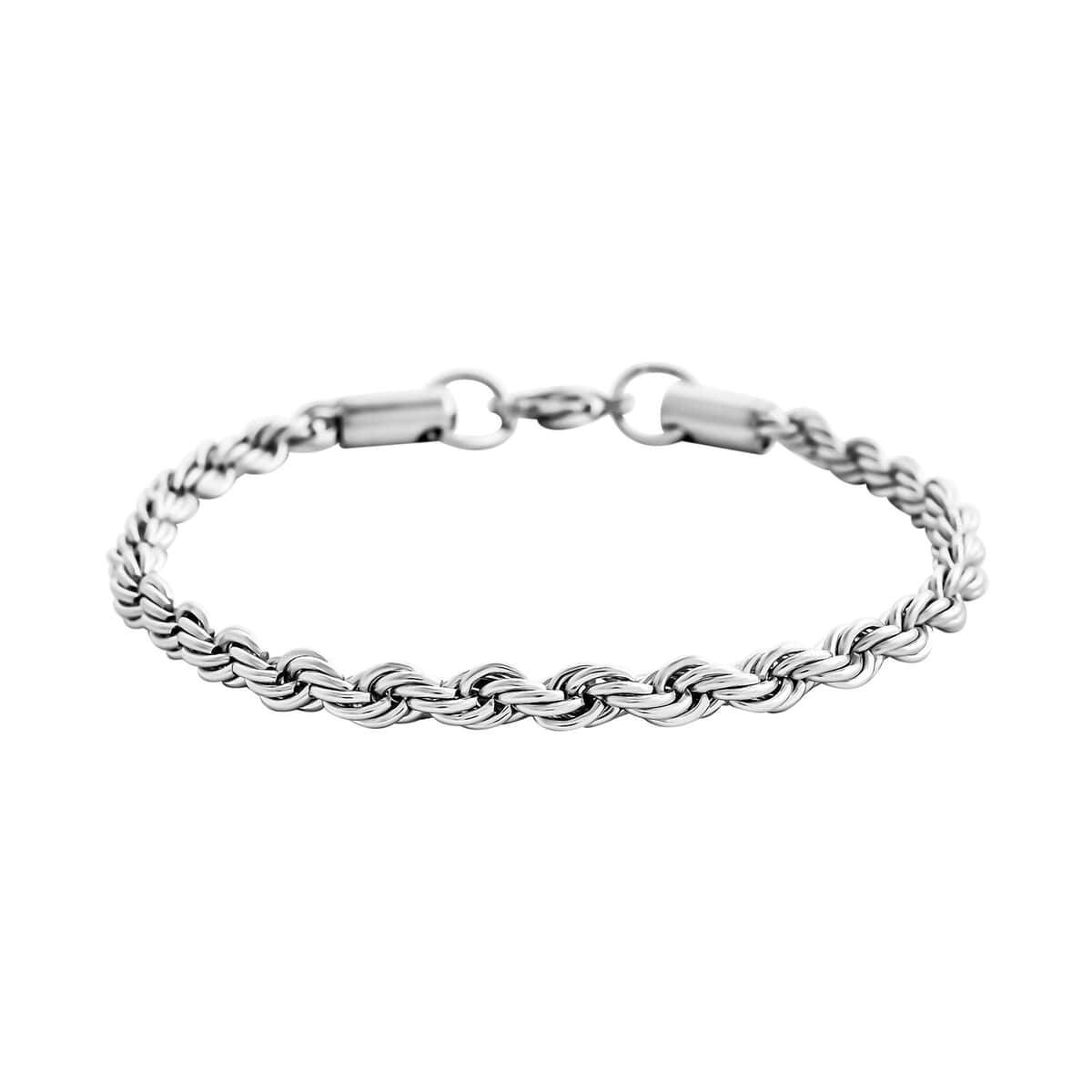 Stainless Steel Rope Chain Bracelet (7.50In) and Necklace 20 Inches image number 4