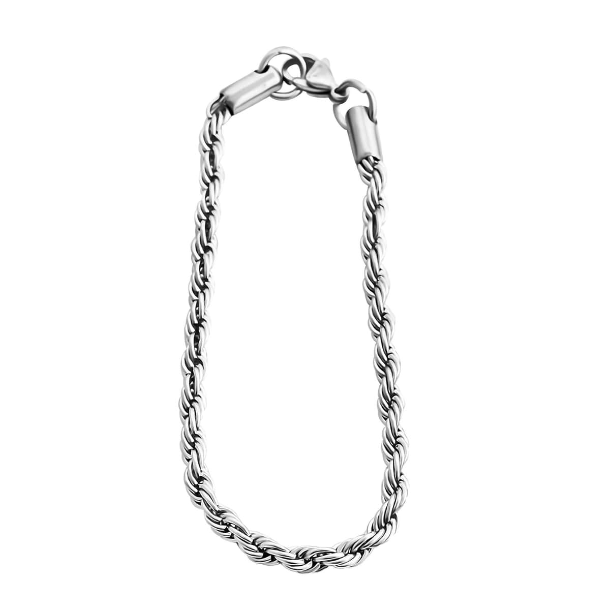 Stainless Steel Rope Chain Bracelet (7.50In) and Necklace 20 Inches image number 6