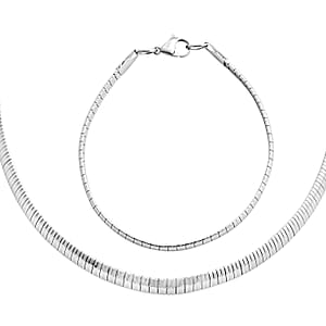 Omega Chain Bracelet (7.50In) and Necklace 20 Inches in Stainless Steel