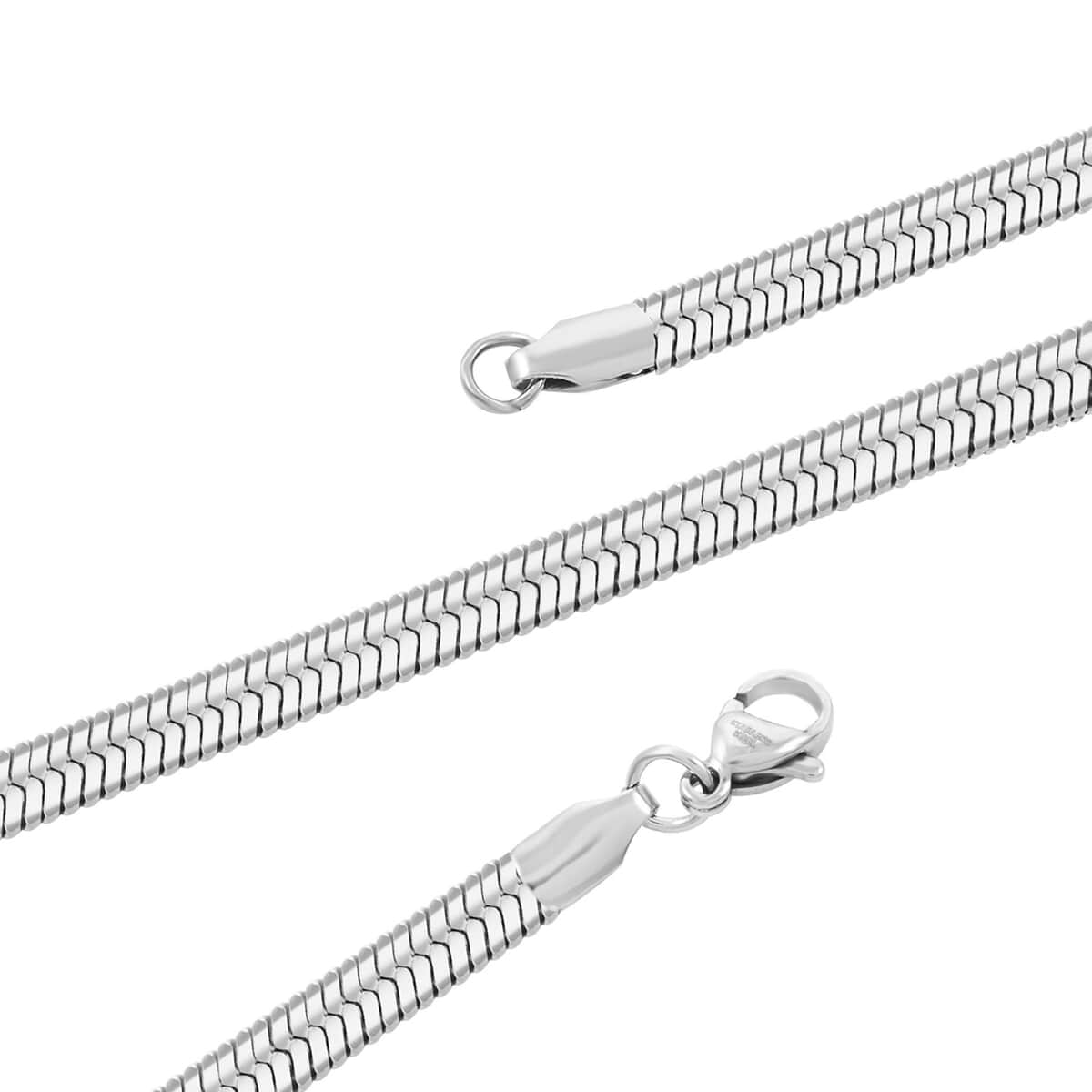 Herringbone Chain Bracelet (7.50In) and Necklace 20 Inches in Stainless Steel  image number 3
