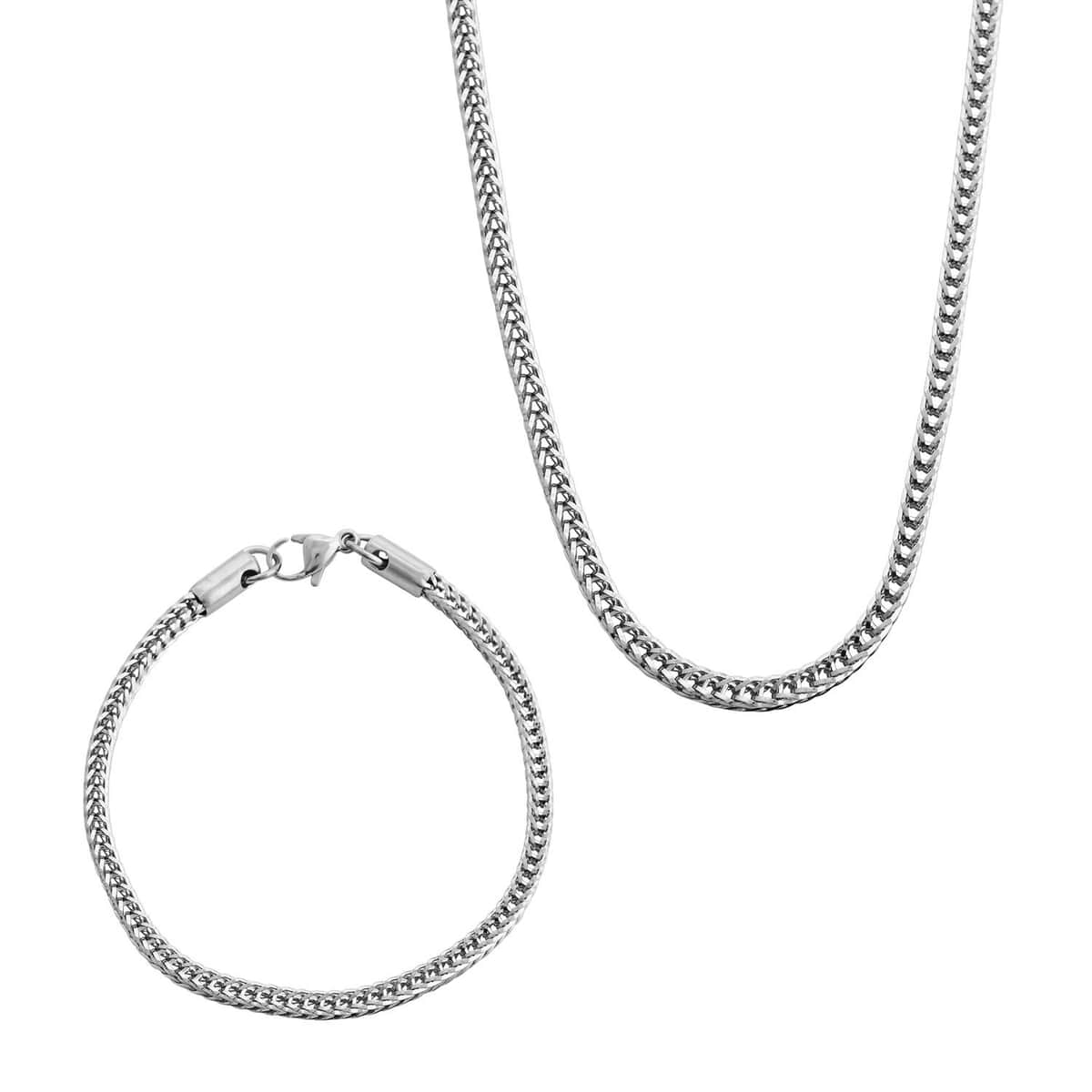 Bracelet (7.50In) and Necklace (20 Inches) in Stainless Steel image number 0