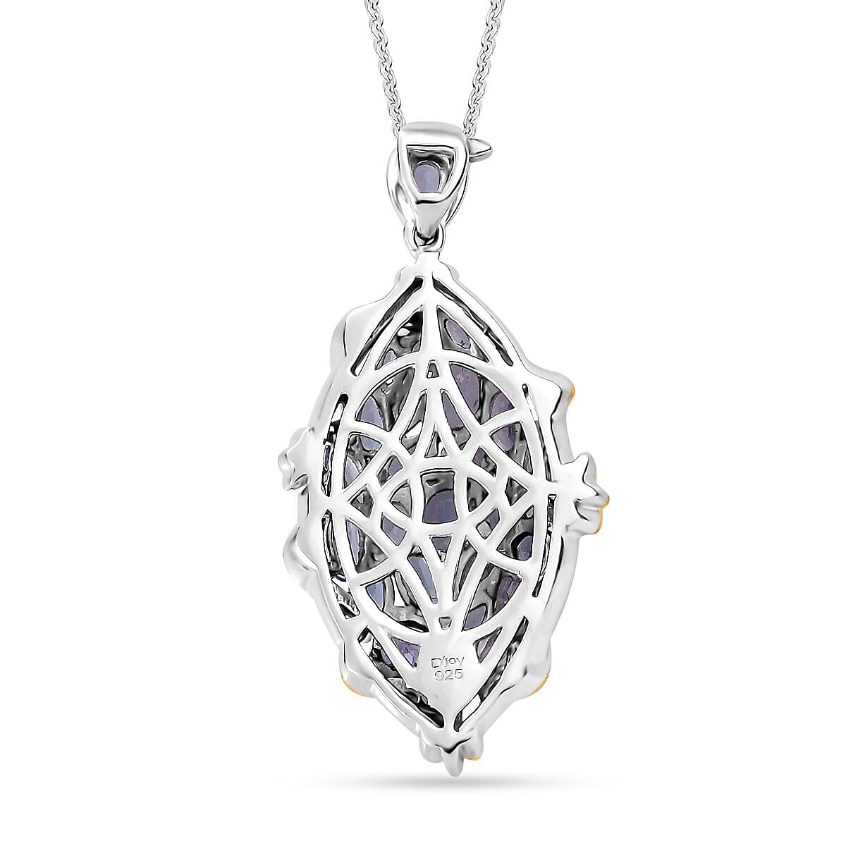 Tanzanite Elongated Pendant Necklace 20 Inches in 14K YG Over and Platinum Over Sterling Silver 4.65 ctw
