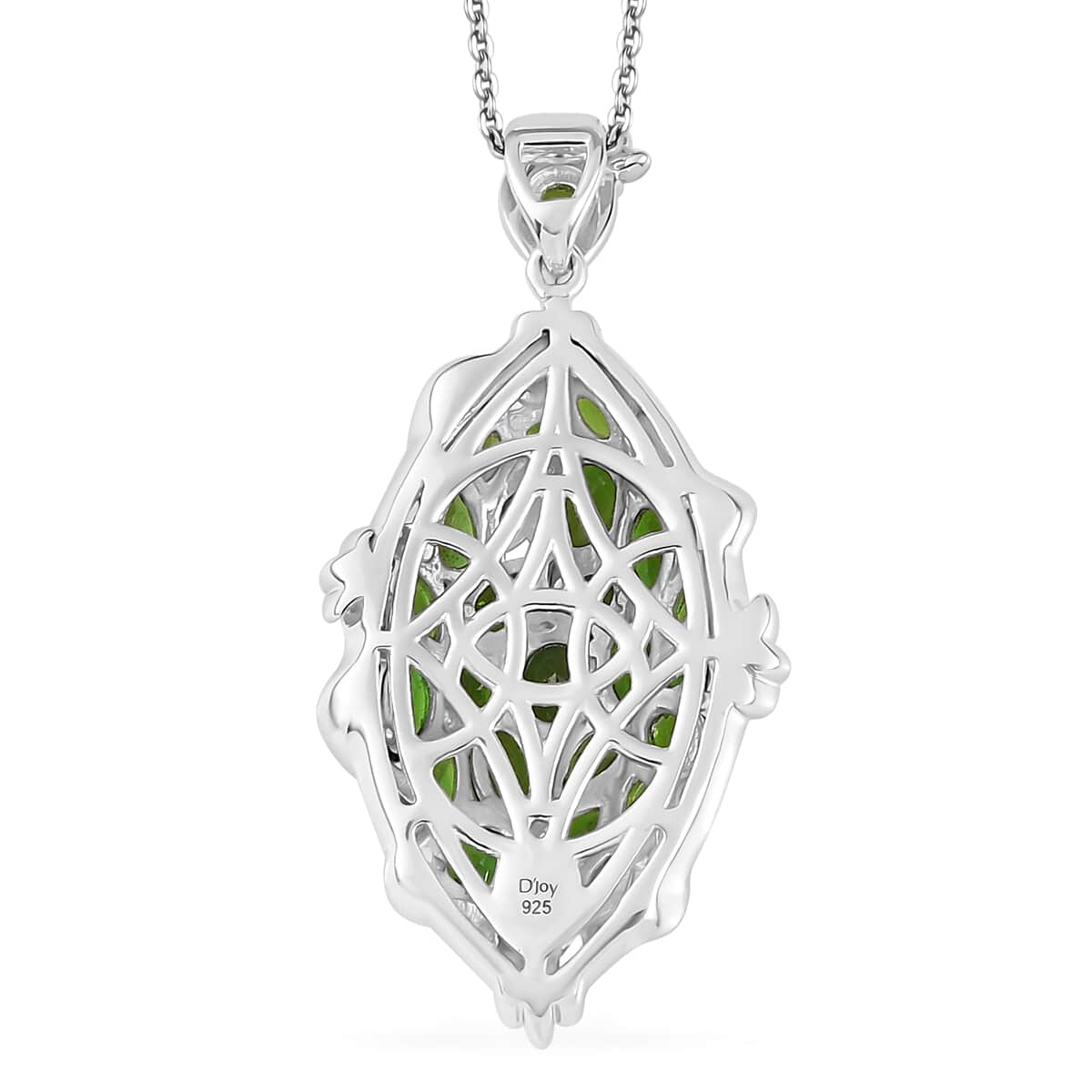 Chrome Diopside Elongated Pendant Necklace 20 Inches in Vermeil YG and Platinum Over Sterling Silver 5.10 ctw image number 4