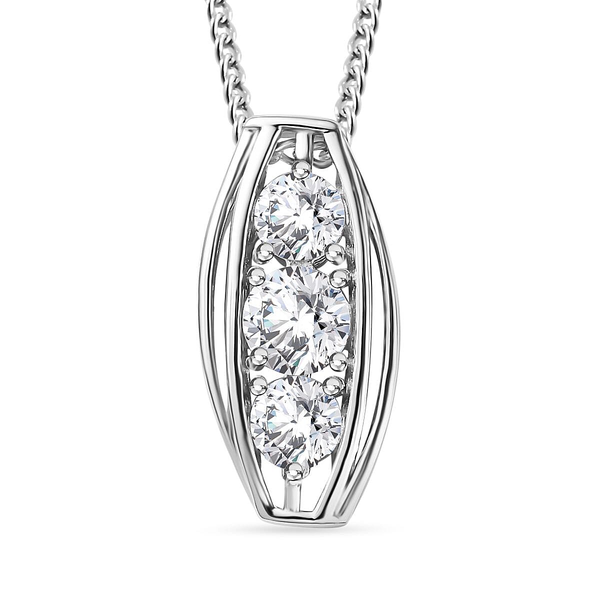 Moissanite Pendant 1.58 ctw Necklace in Platinum Over Sterling Silver 18 Inches
