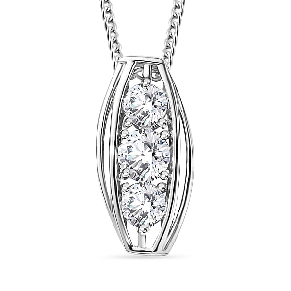 Moissanite Pendant 1.58 ctw Necklace in Platinum Over Sterling Silver 18 Inches