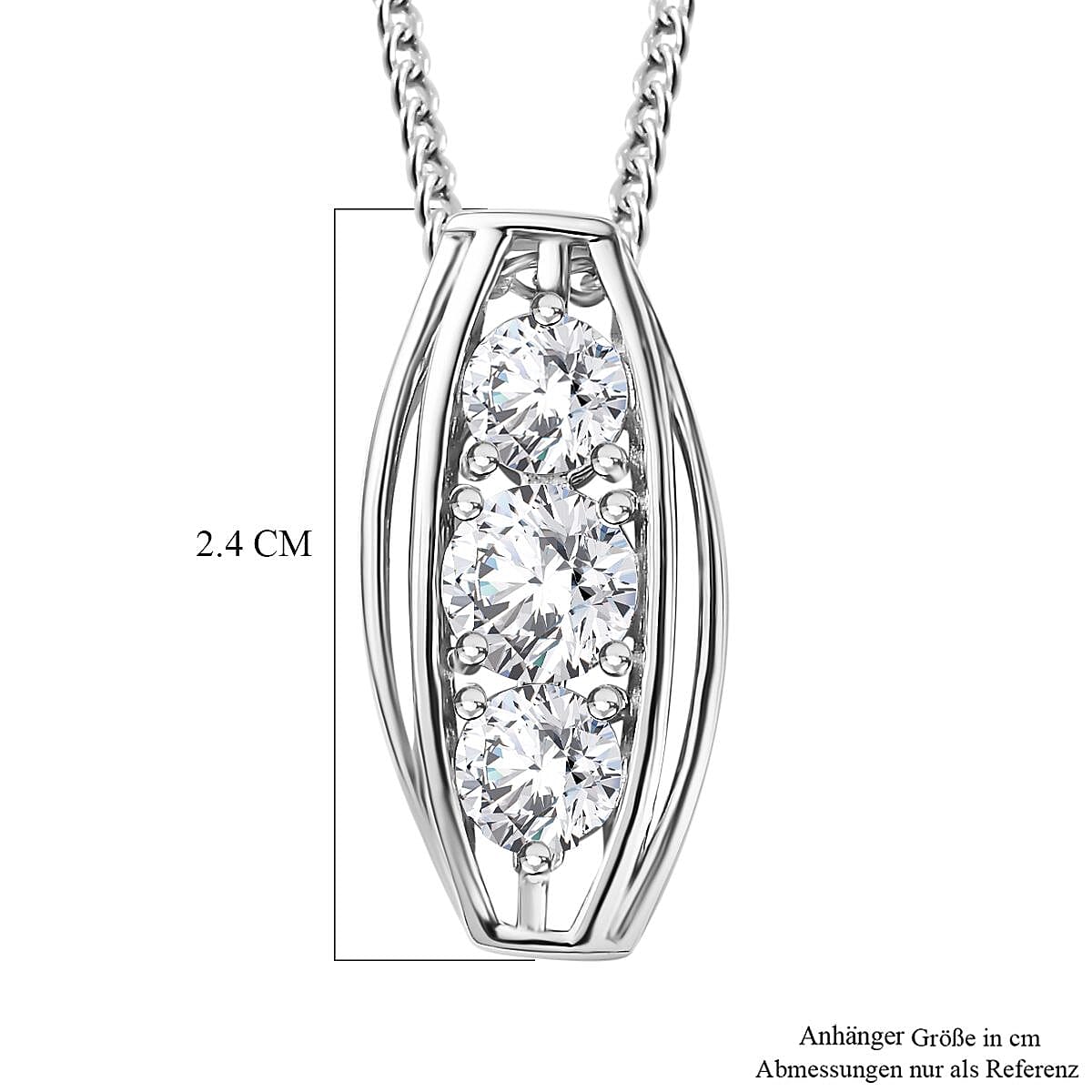 Moissanite Pendant 1.58 ctw Necklace in Platinum Over Sterling Silver 18 Inches