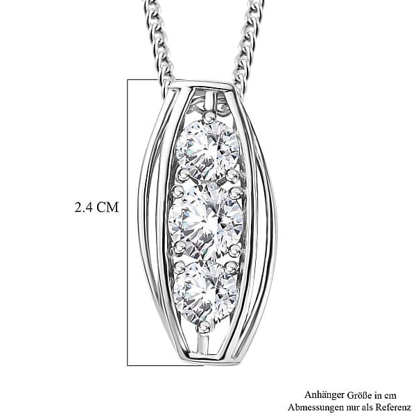 Moissanite Pendant 1.58 ctw Necklace in Platinum Over Sterling Silver 18 Inches