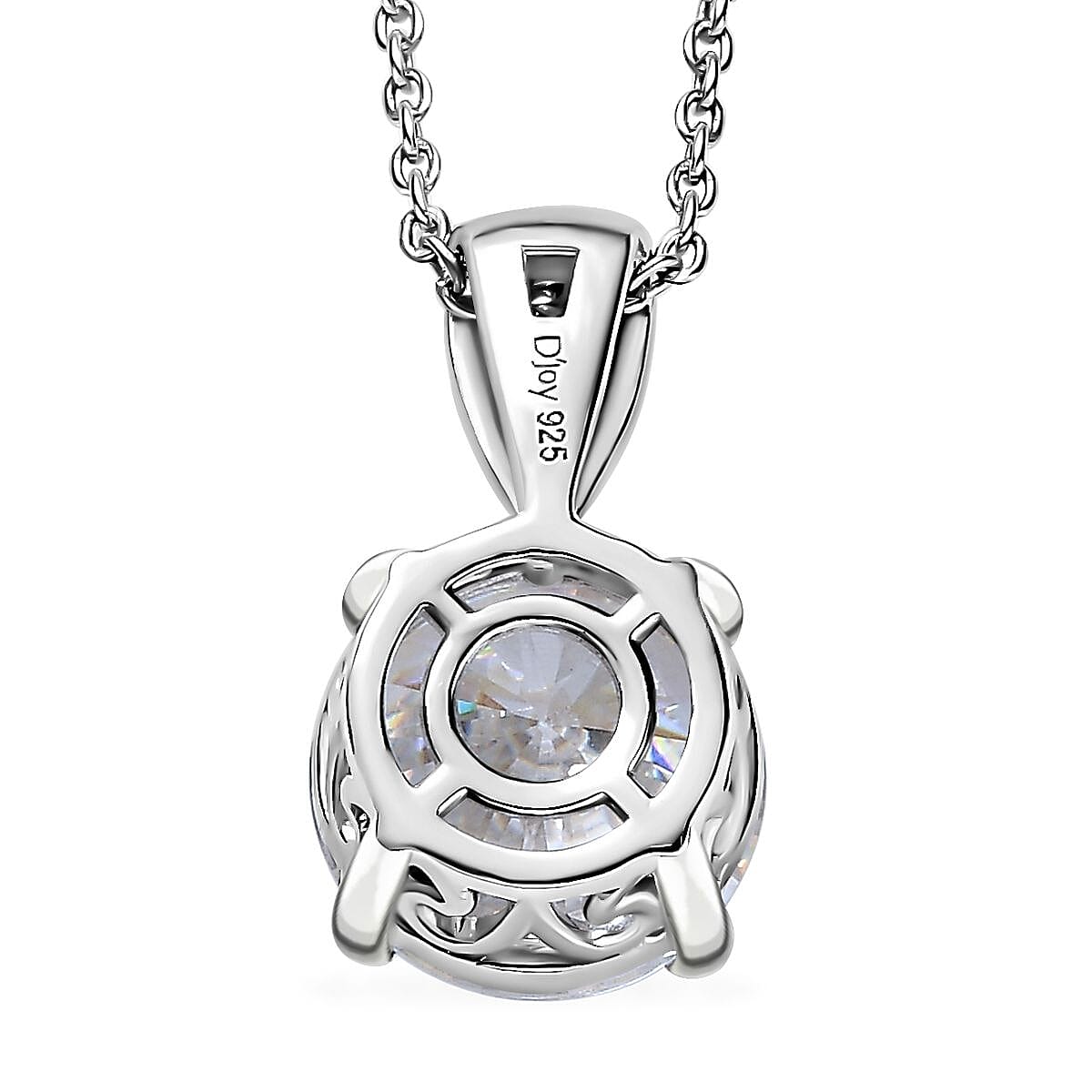 Strontium Titanate and Moissanite Pendant Necklace 20 Inches in Platinum Over Sterling Silver 5.90 ctw