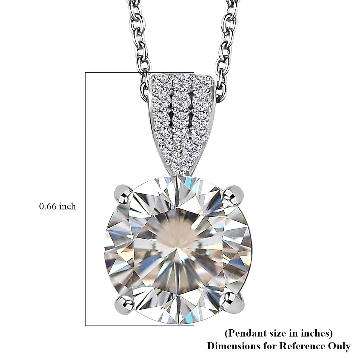Strontium Titanate and Moissanite Pendant Necklace 20 Inches in Platinum Over Sterling Silver 5.90 ctw