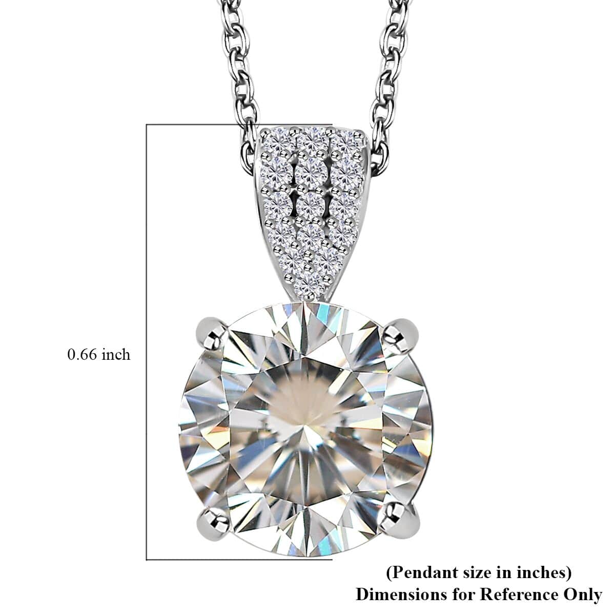 Strontium Titanate and Moissanite Pendant Necklace 20 Inches in Platinum Over Sterling Silver 5.90 ctw image number 6
